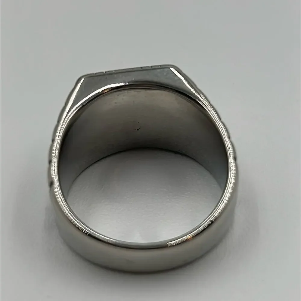 Green Color Cubic Zirconia Handmade Men's Ring Size 13.5 NWT